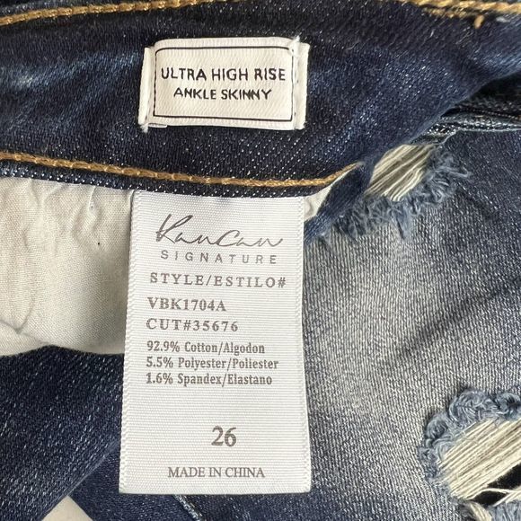 KanCan Signature Dark Wash Distressed Ultra High Rise Ankle‎ Skinny Jeans 26 - Picture 8 of 8